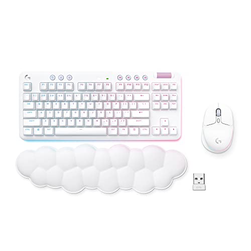 Logitech G713 Wired Mechanical Gaming Keyboard with LIGHTSYNC RGB Lighting, Tactile Switches (GX Brown), and Keyboard Palm Rest, PC and Mac Compatible, White Mist