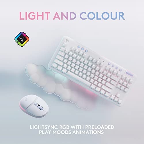 Logitech G713 Wired Mechanical Gaming Keyboard with LIGHTSYNC RGB Lighting, Tactile Switches (GX Brown), and Keyboard Palm Rest, PC and Mac Compatible, White Mist