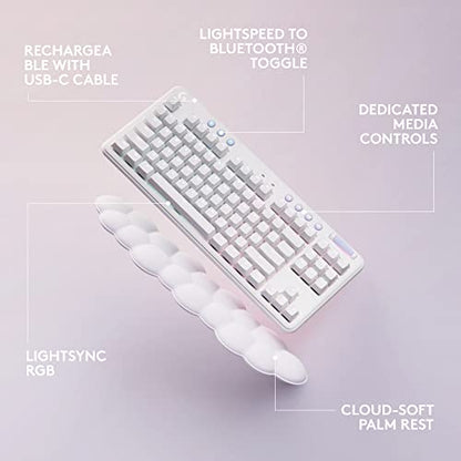 Logitech G713 Wired Mechanical Gaming Keyboard with LIGHTSYNC RGB Lighting, Tactile Switches (GX Brown), and Keyboard Palm Rest, PC and Mac Compatible, White Mist