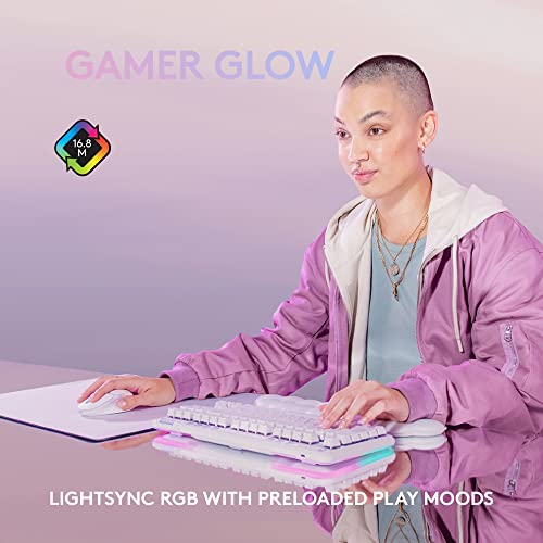 Logitech G713 Wired Mechanical Gaming Keyboard with LIGHTSYNC RGB Lighting, Tactile Switches (GX Brown), and Keyboard Palm Rest, PC and Mac Compatible, White Mist