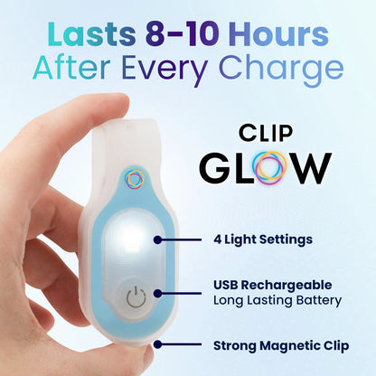 ClipGlow Rechargeable Night Light Nurse Nightshift Hands Free Lightweight Emergency Flashlight For Walking Running Pets Outdoors (White)