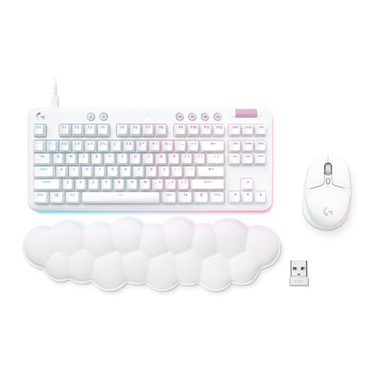 Logitech G713 Wired Mechanical Gaming Keyboard with LIGHTSYNC RGB Lighting, Tactile Switches (GX Brown), and Keyboard Palm Rest, PC and Mac Compatible, White Mist