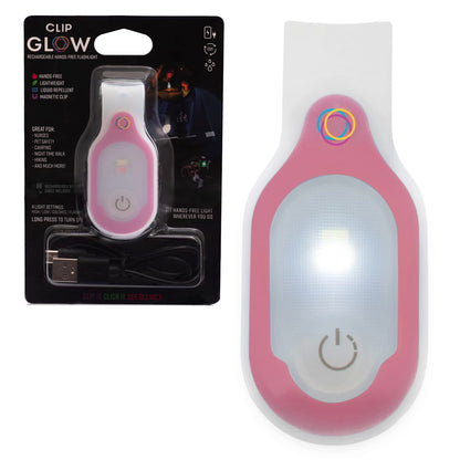 ClipGlow Rechargeable Night Light Nurse Nightshift Hands Free Lightweight Emergency Flashlight For Walking Running Pets Outdoors (White)