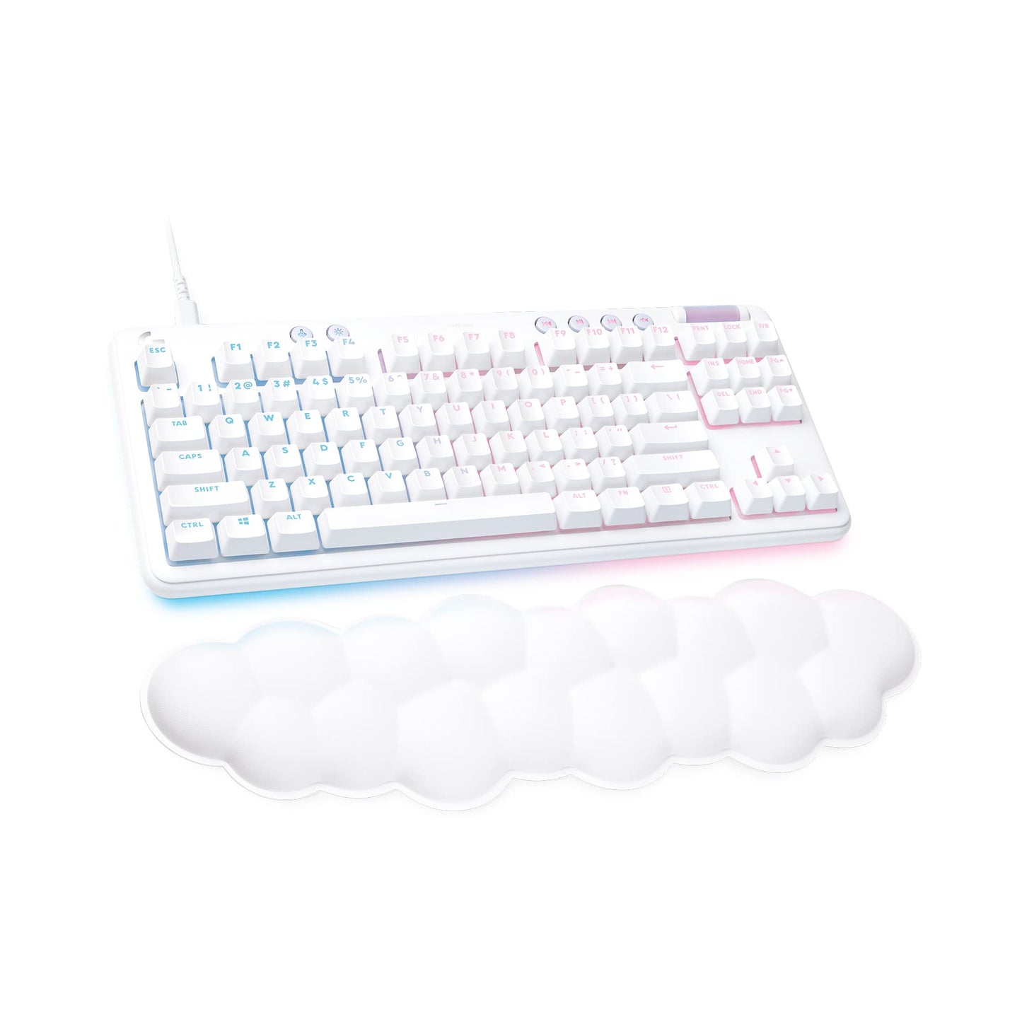 Logitech G713 Wired Mechanical Gaming Keyboard with LIGHTSYNC RGB Lighting, Tactile Switches (GX Brown), and Keyboard Palm Rest, PC and Mac Compatible, White Mist