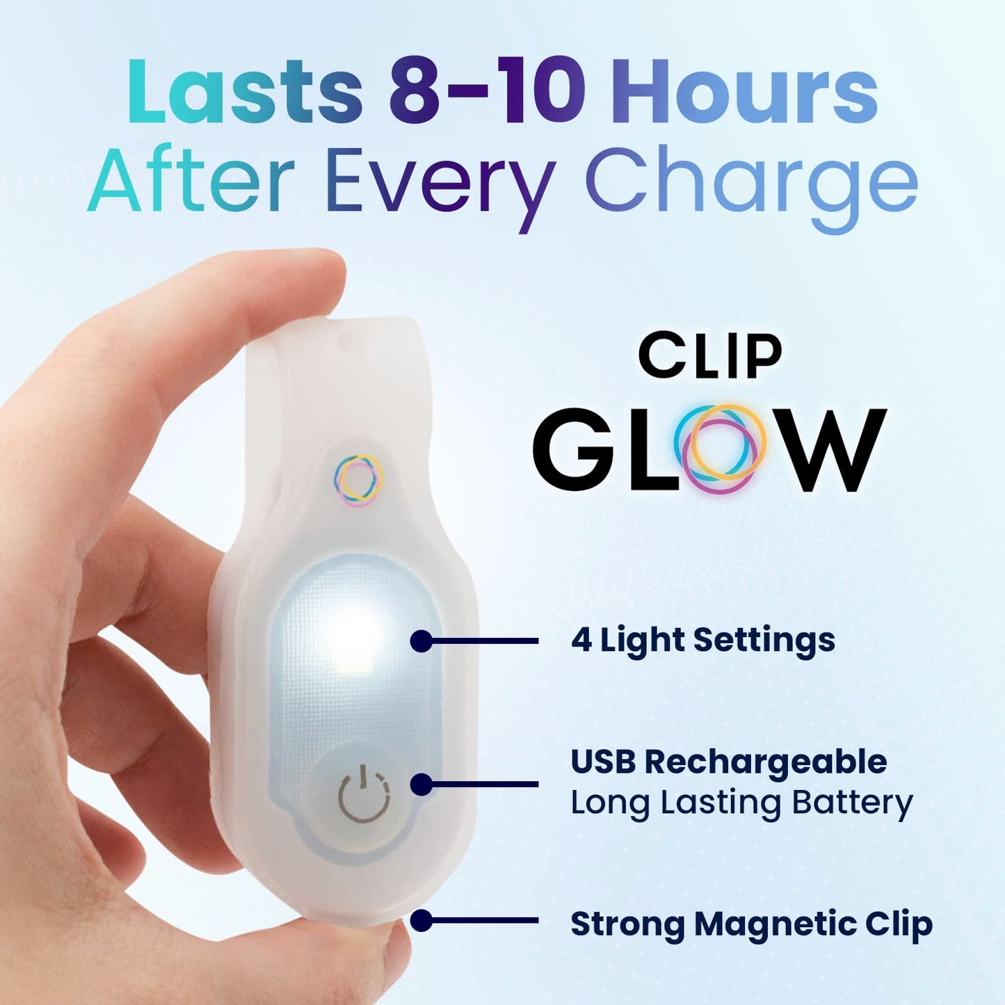 ClipGlow Rechargeable Night Light Nurse Nightshift Hands Free Lightweight Emergency Flashlight For Walking Running Pets Outdoors (White)