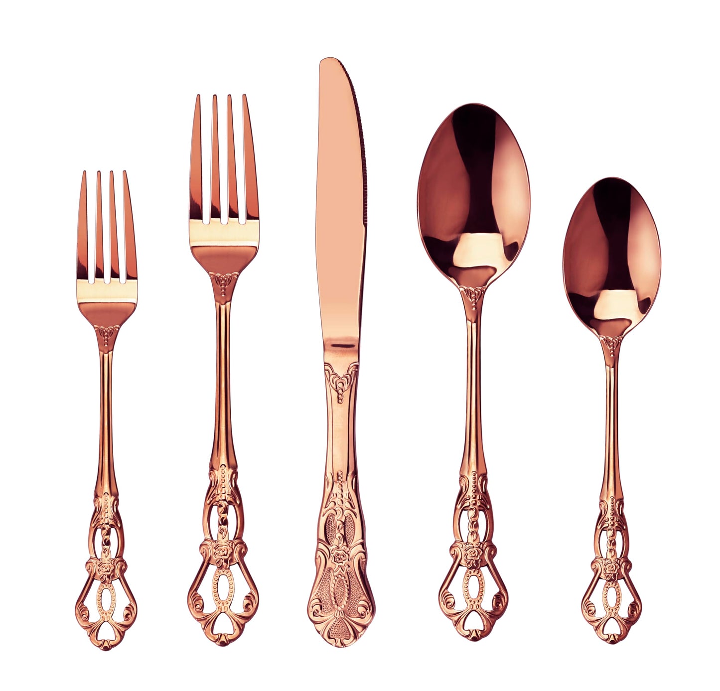 Runfly Gorgeous Retro Royal Gold Stainless Steel 20 Pieces Flatware Set, Golden Silverware Set, Anti-Rust Stainless Steel Gold Cutlery Set Utensils Including Fork Spoon and Knife