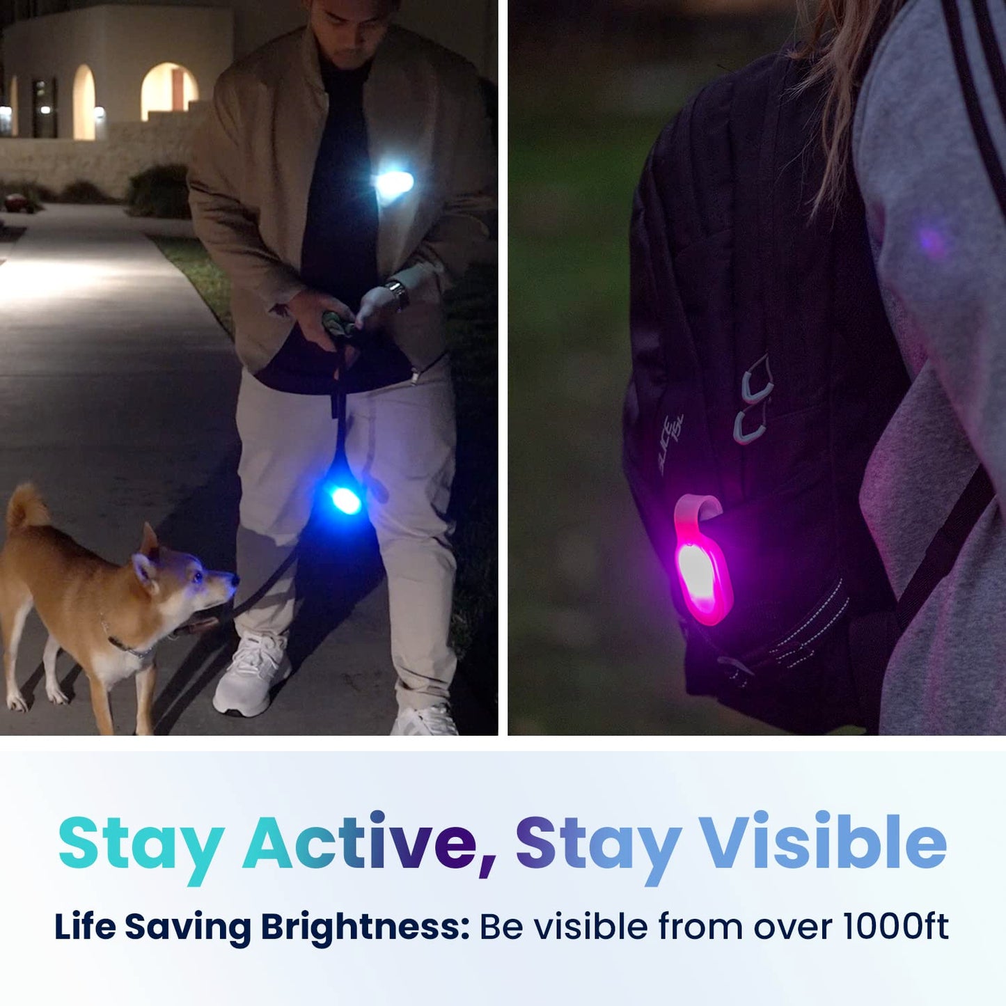 ClipGlow Rechargeable Night Light Nurse Nightshift Hands Free Lightweight Emergency Flashlight For Walking Running Pets Outdoors (White)